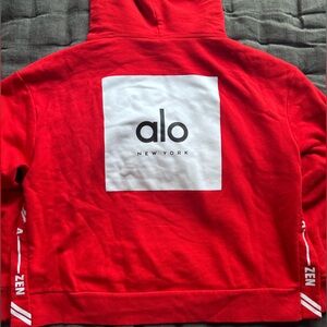 ALO Yoga Red Hoodie with White Logo
